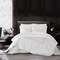 Chic Home Alfrey 3 Piece Organic Cotton Duvet Cover Set Solid White With Dual Stripe Embroidered Border Hotel Collection Bedding